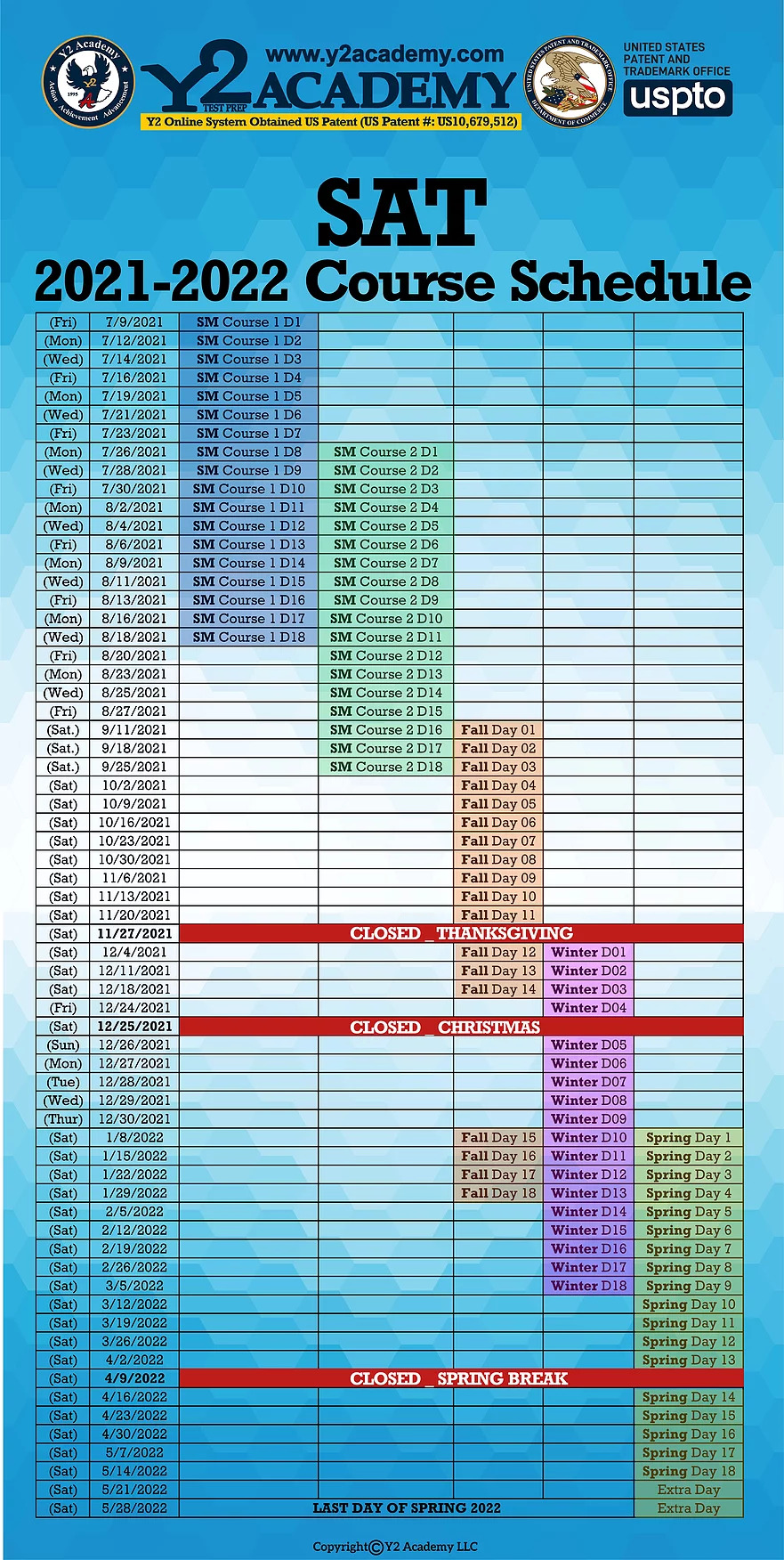Sat 2022 Schedule Act And Sat Course Calendar & Schedule | Y2 Academy